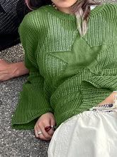 Häkel-Stricktop mit Stern-Jacquardmuster